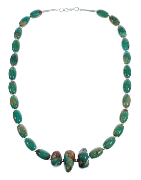 Native American Navajo Turquoise Bead Sterling Silver Necklace JX124537